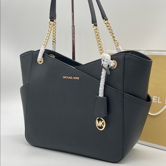 Michael Kors Large X Chain Shoulder Tote Bag Black - Picture 3 of 11